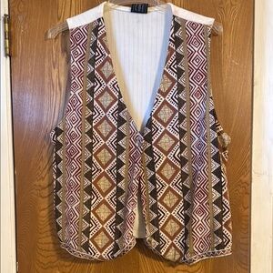 Tribal Patterned Vest in Brown and Cream